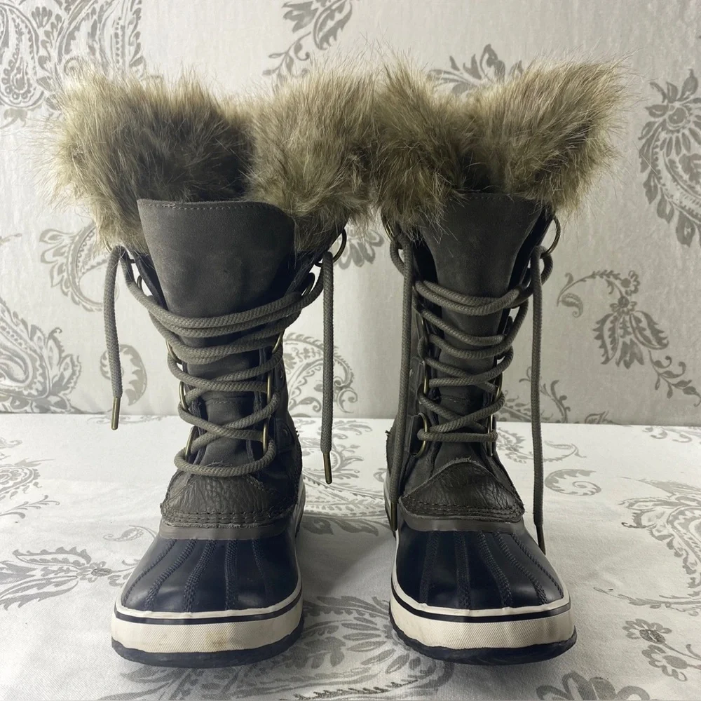 Sorel‎ Joan of Artic Snow Boots Gray Lace Up Winter